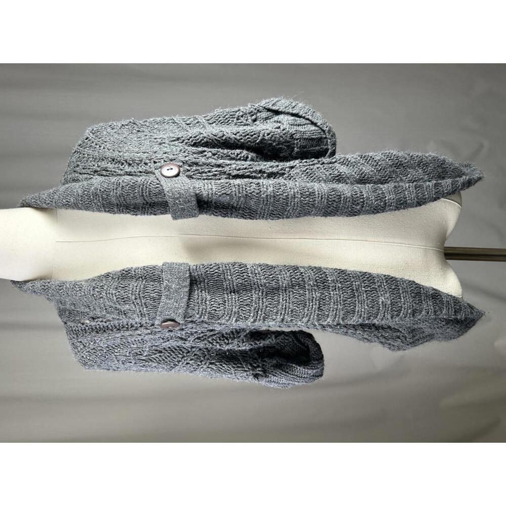 Womens Vintage Y2K WetSeal Grey Cardigan Sz XS Gramacore Boho Fall 3/4 Sleeve